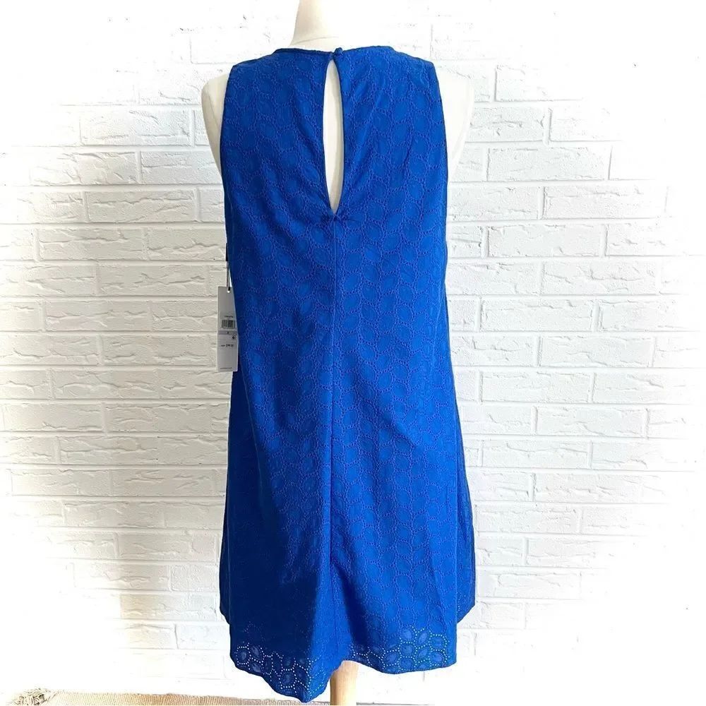 Nwt Calvin Klein Sleeveless Round Neck Trapeze Dress Blue Size 6 — image 5 of 8